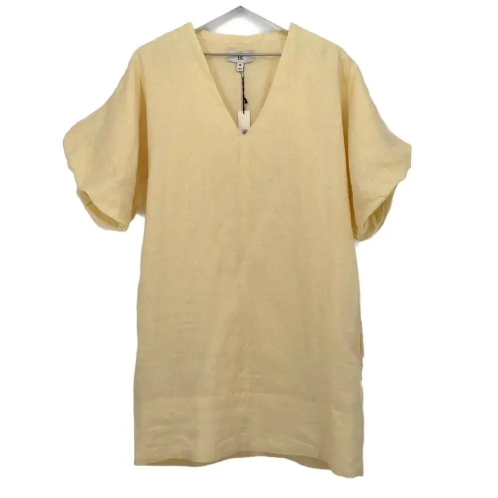 NEW Banana Republic Livia Linen Mini Shift Dress size Medium Butter Yellow